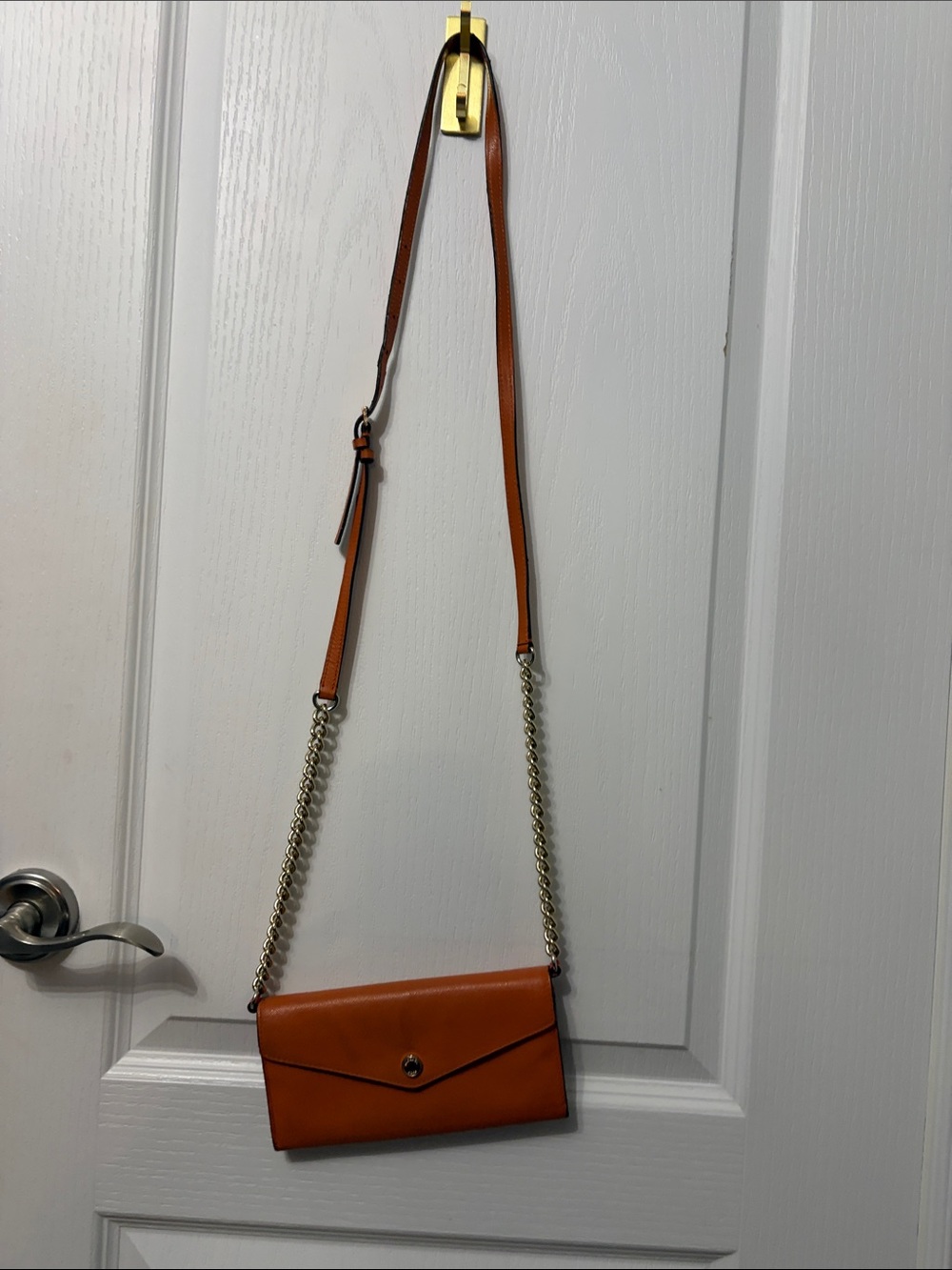 Orange Crossbody Envelope Bag with Chain Strap